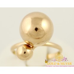 Серебряное кольцо поцелуйчик (шары) позолота. 391077л